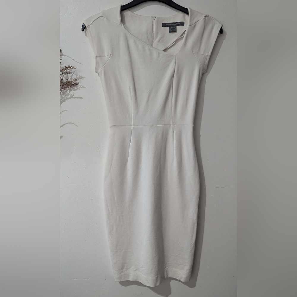 FRENCH CONNECTION Womens White Below The Knee Sheath Cocktail Dress 0